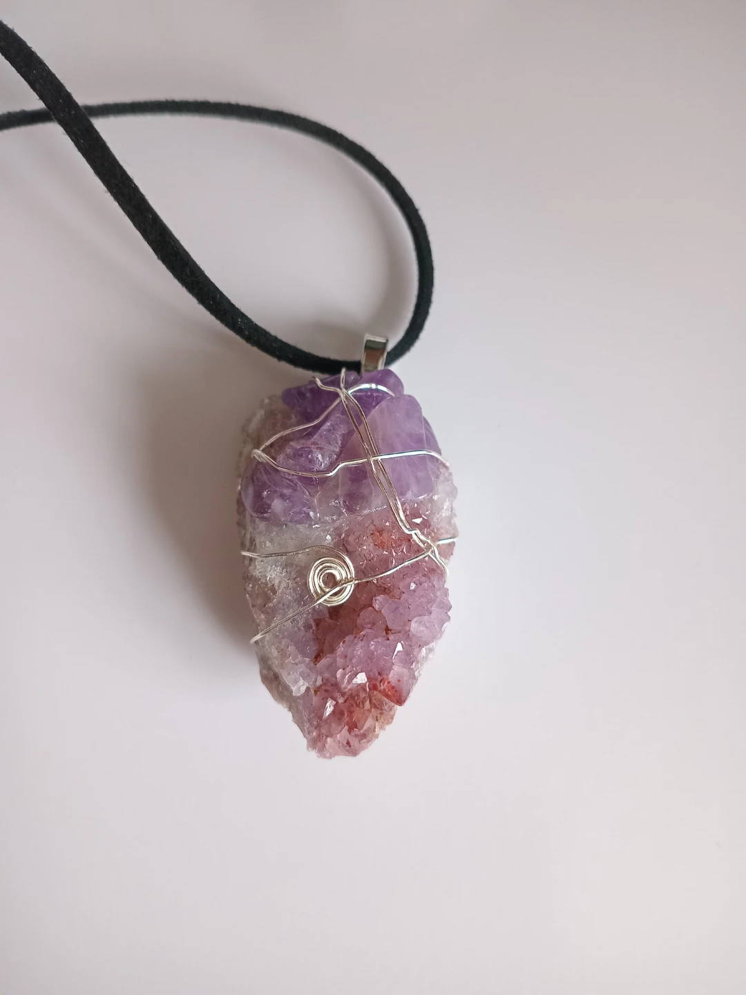 Wire-wrapped Amethyst Crystal Pendant Necklace