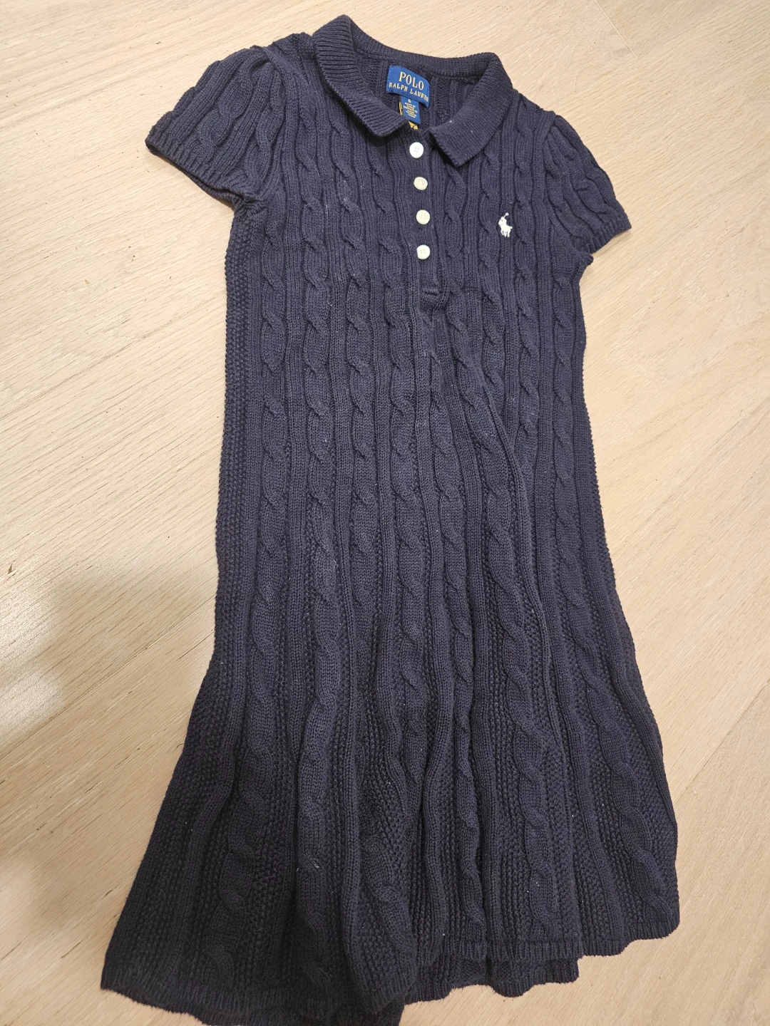 Navy Cable Knit Polo Ralph Lauren Dress Size 6