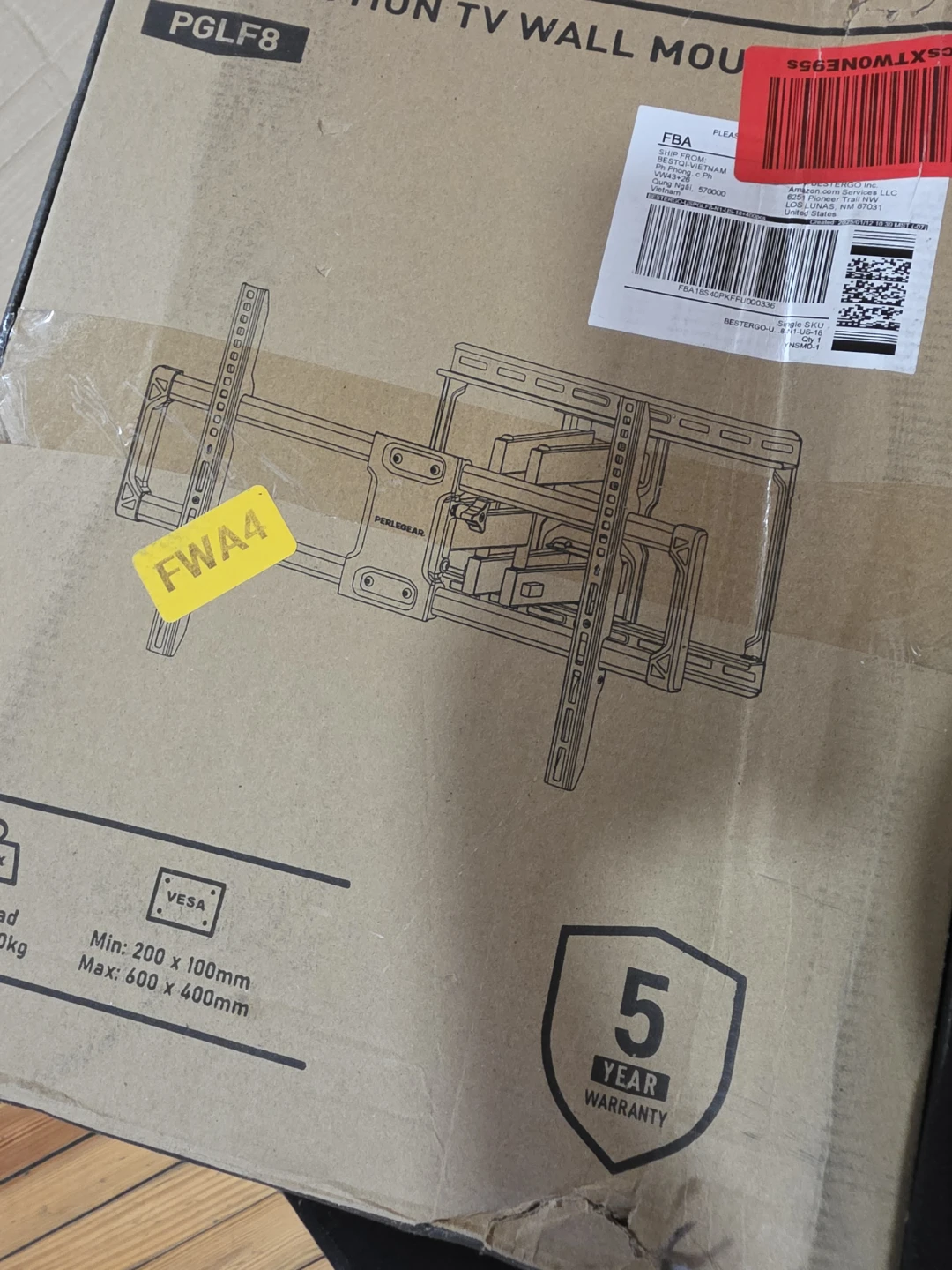 Perlegear PGLF8 Full Motion TV Wall Mount