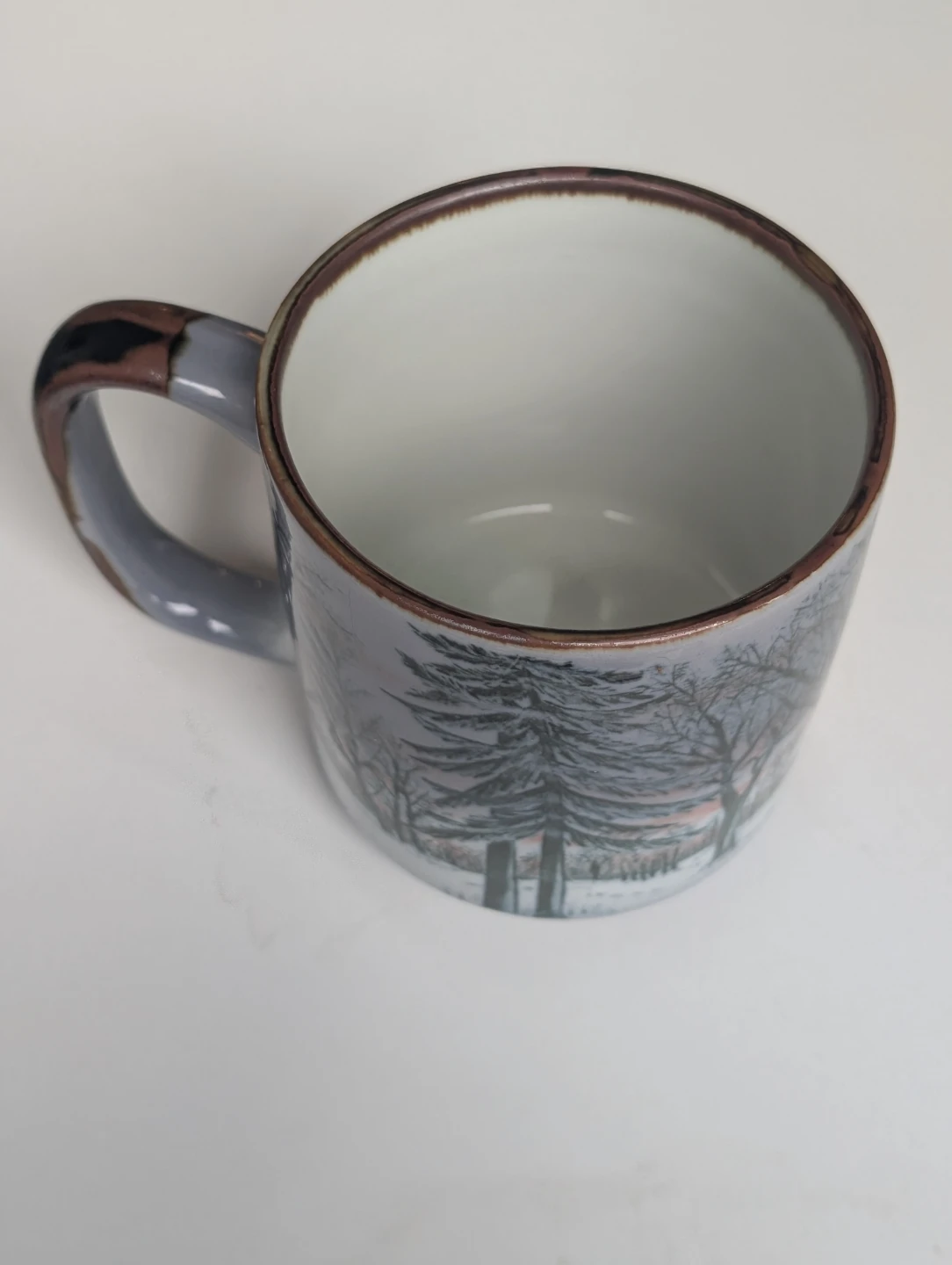 Pair of vintage Otagiri Japan mugs - winter trees & seagulls - photo 4