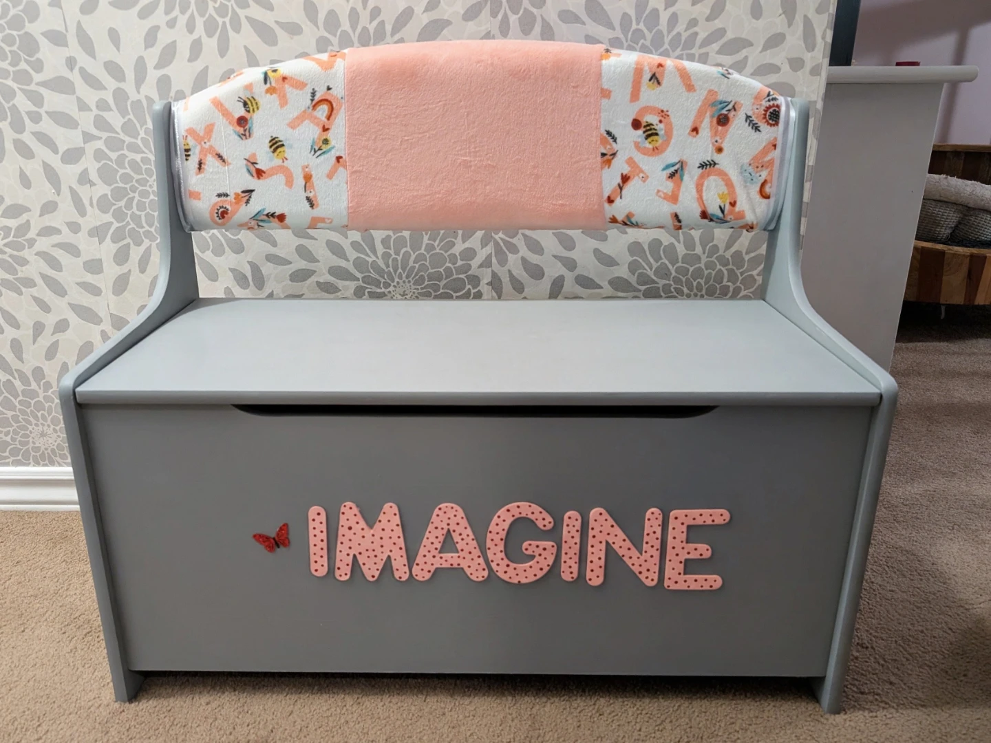 Grey Toy Box Bench