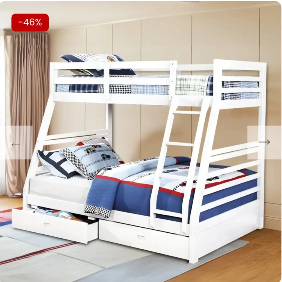White Bunk Bed with Trundle Drawer