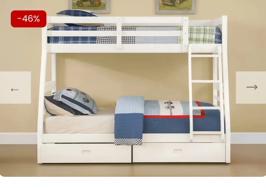 White Bunk Bed with Trundle Drawer - photo 3