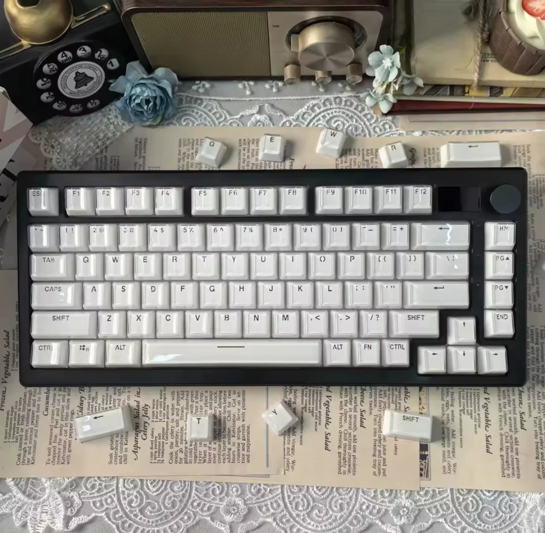Crystal edge jelly jello white keyboard keycaps - photo 2