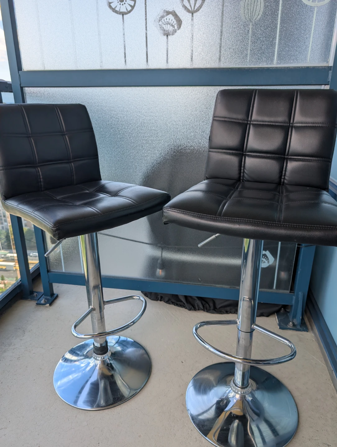 Black Faux Leather Bar Stools (Set of 2)