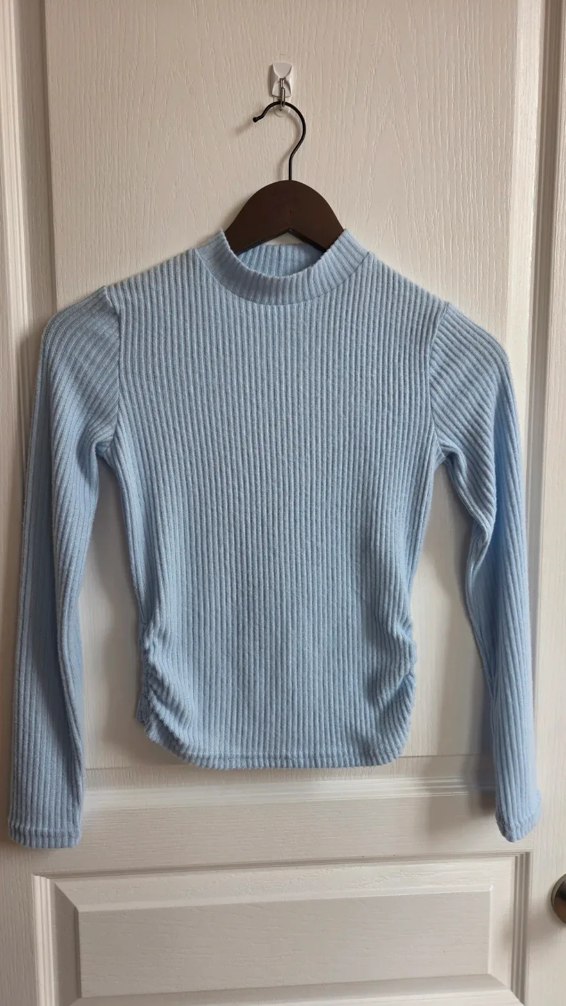 Kids Ribbed Mock Neck Long Sleeve Top