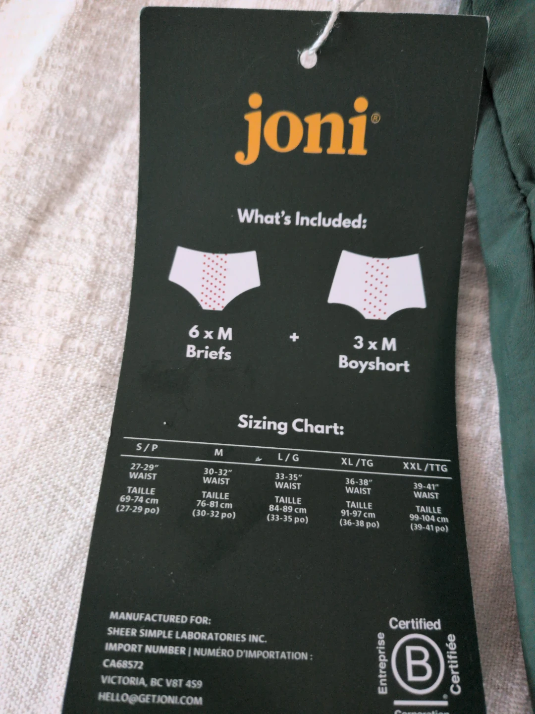 NEW Joni Period Underwear Set - 9 pairs size medium - photo 2