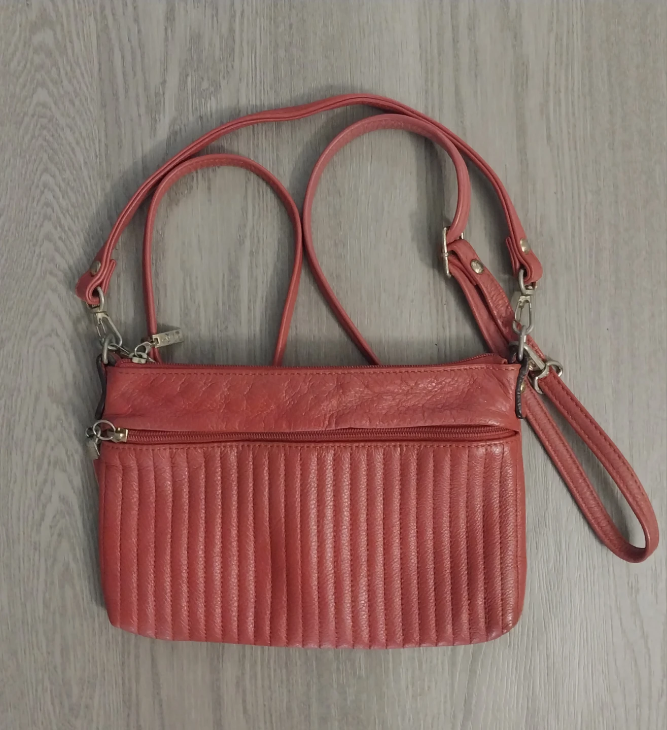 Orange Leather Crossbody Bag