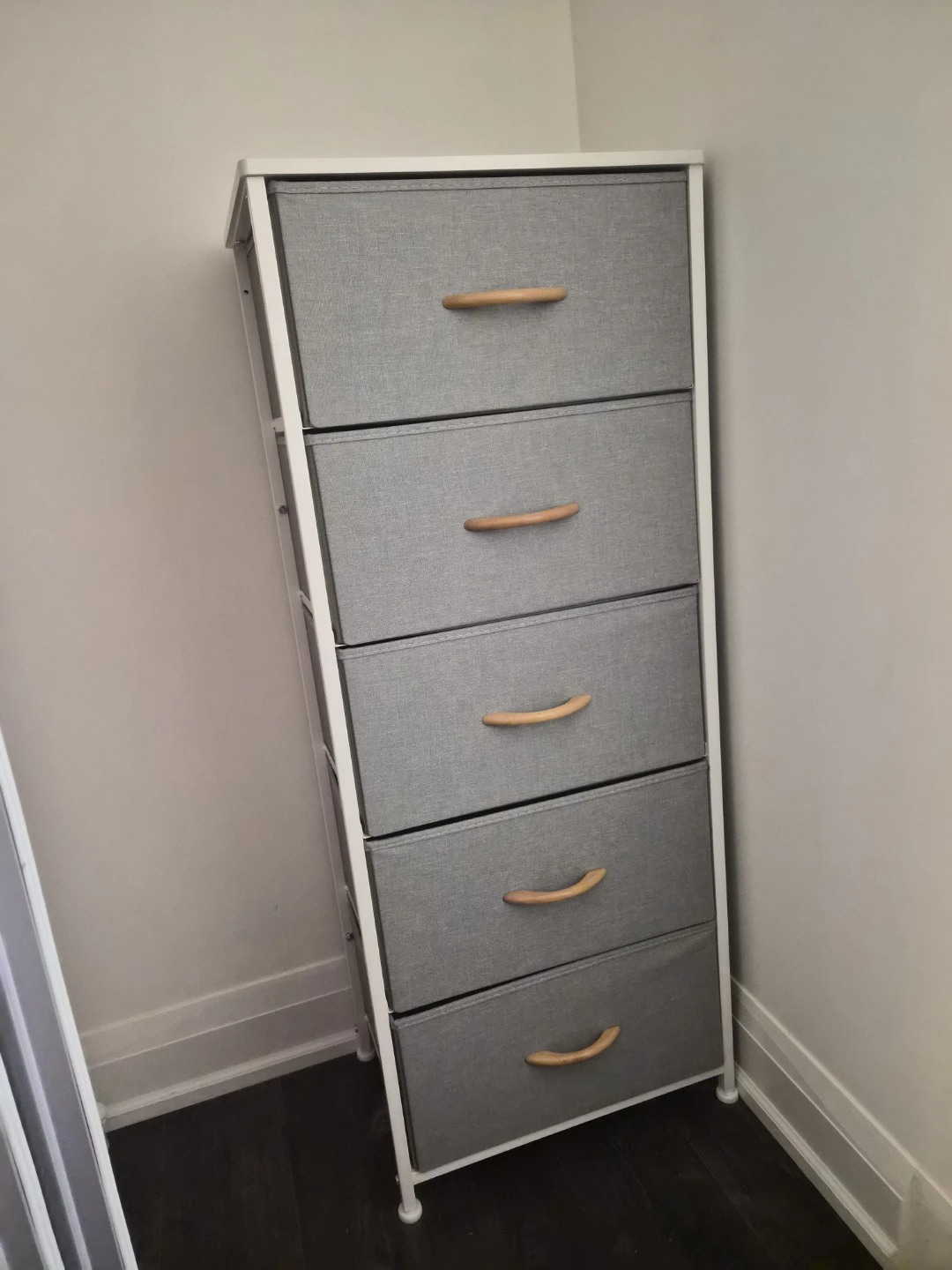 Grey 5-Drawer Fabric Dresser