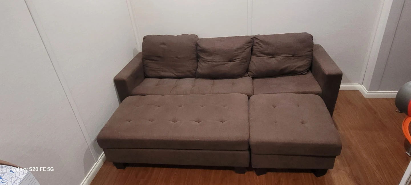 Brown Sectional Sofa with Ottomans - photo 2