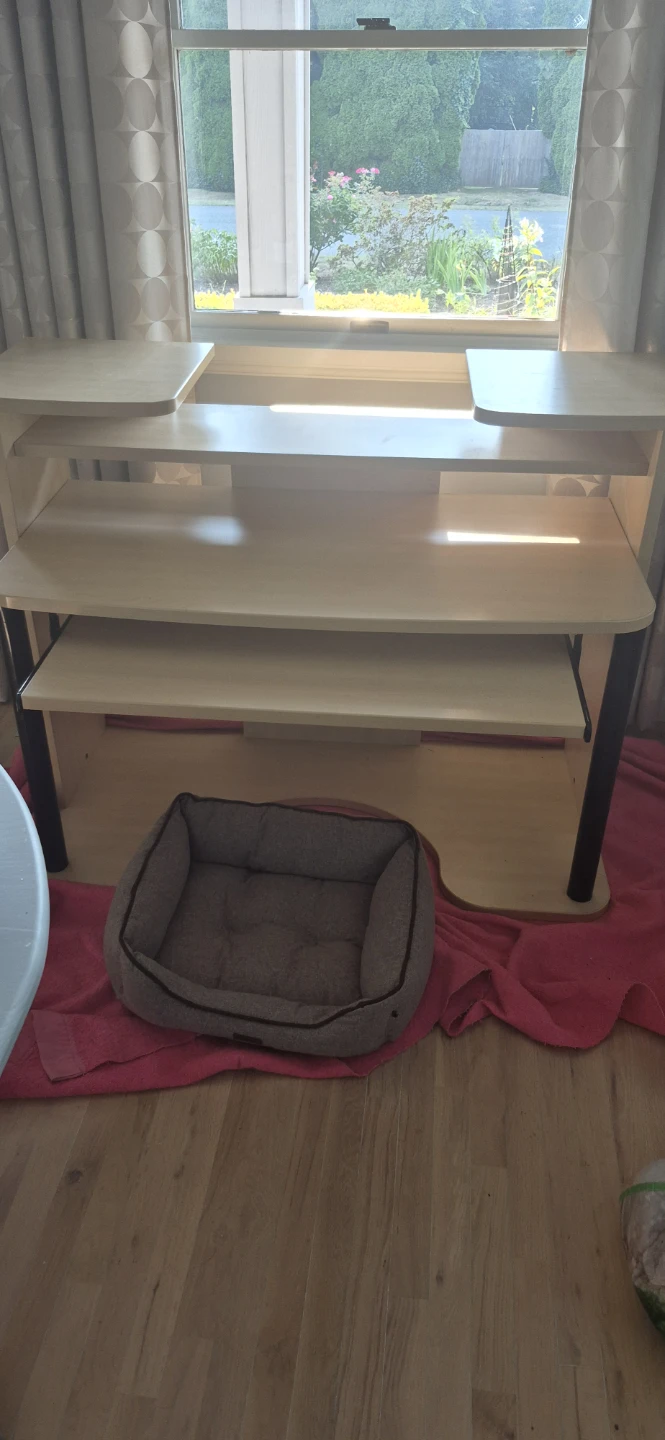 Light Wood Computer Desk with Shelves