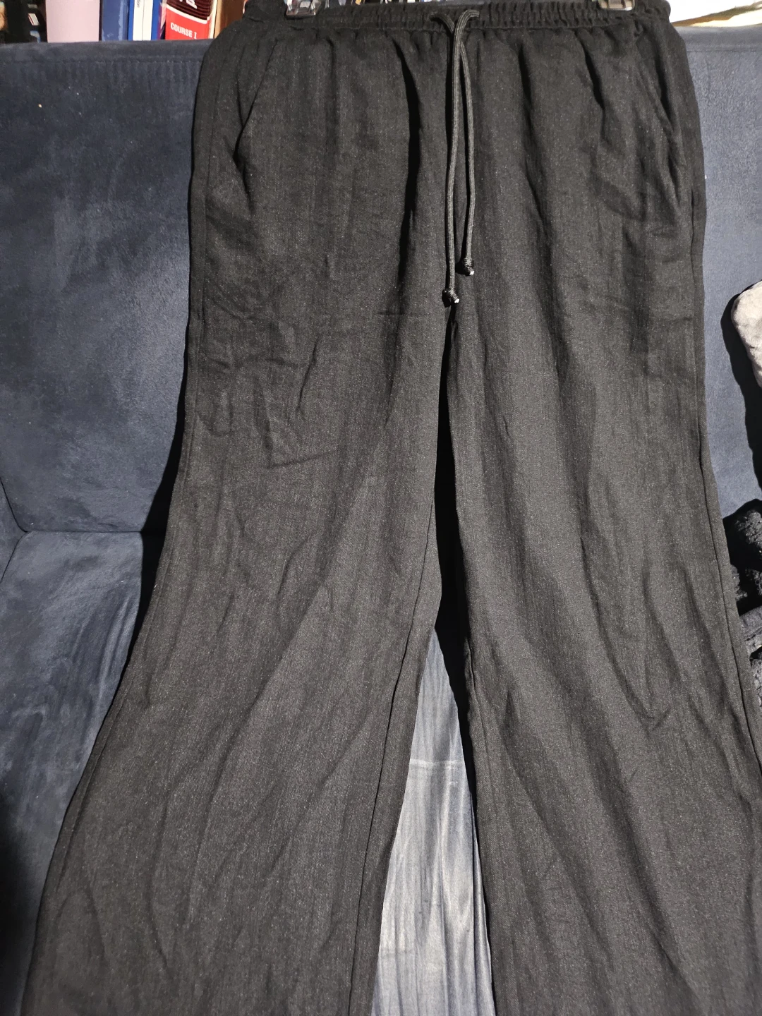 Black Linen Blend Wide Leg Pants - photo 5