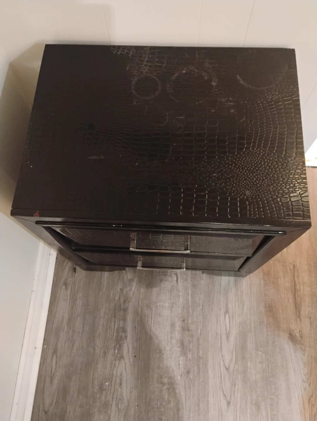 Black Faux Croc 2-Drawer Nightstand - photo 3
