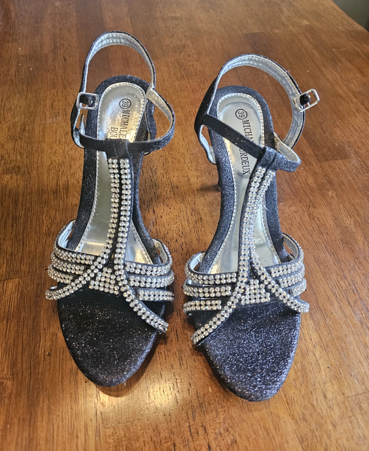 Michaela Bordeaux Black Sparkly Heels - Size 39 - photo 5