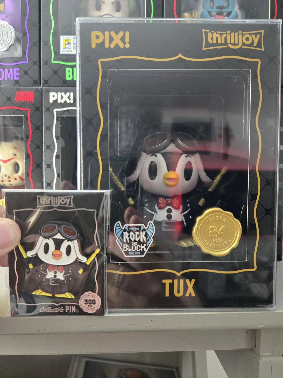 Thrilljoy Pix! Tux Collectible Figure and Pin