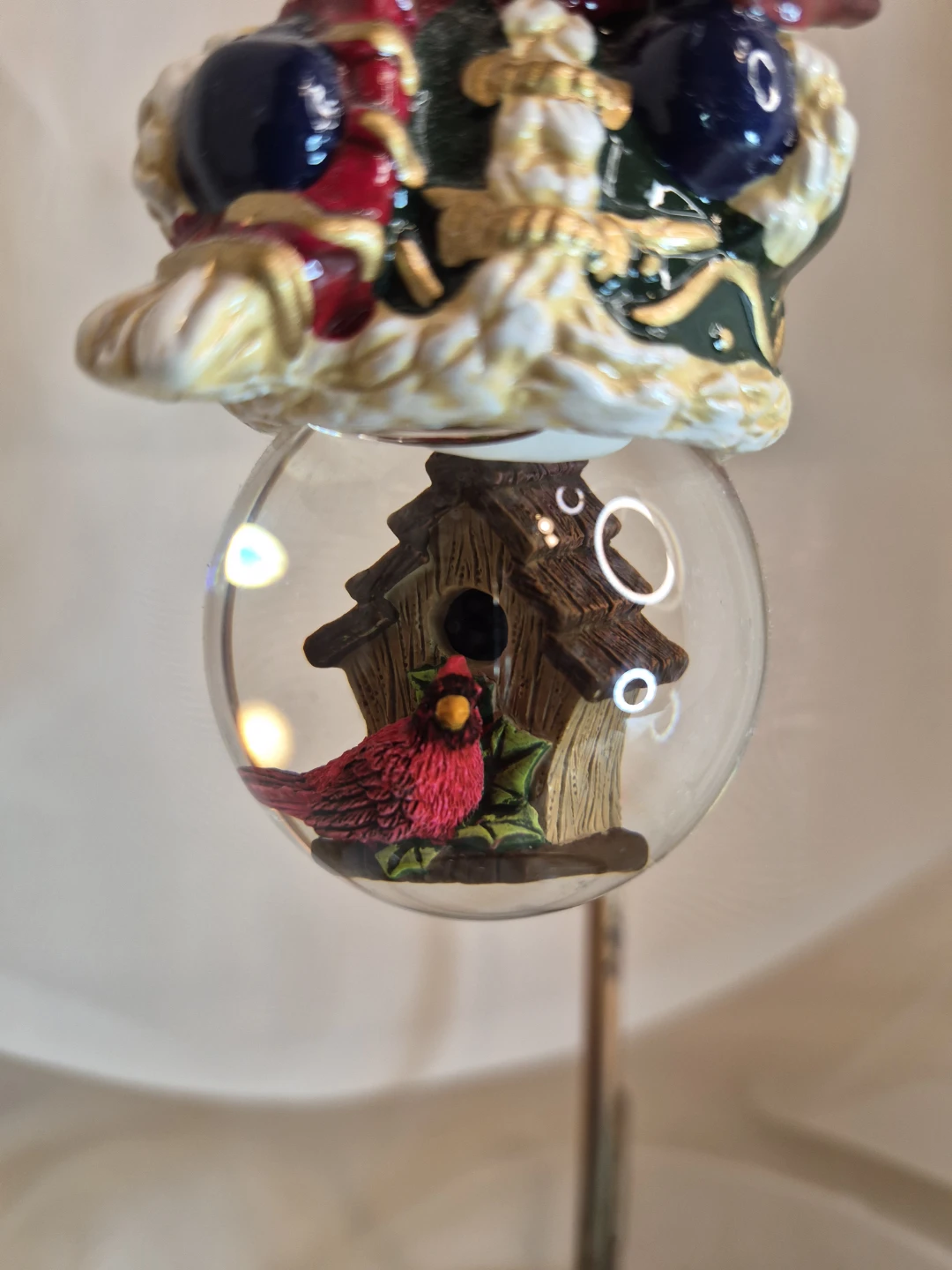 Snowman Snow Globe Hanging Christmas Ornament w/Cardinals - photo 4