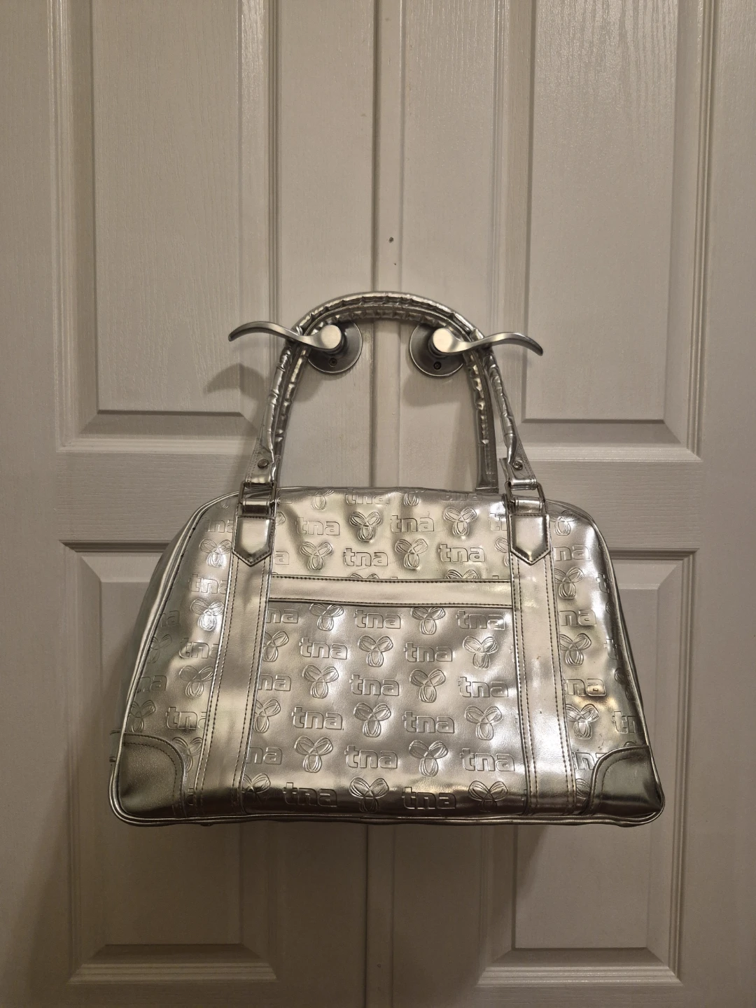 Aritzia TNA Silver Metallic Throwback Duffle Bag - photo 2