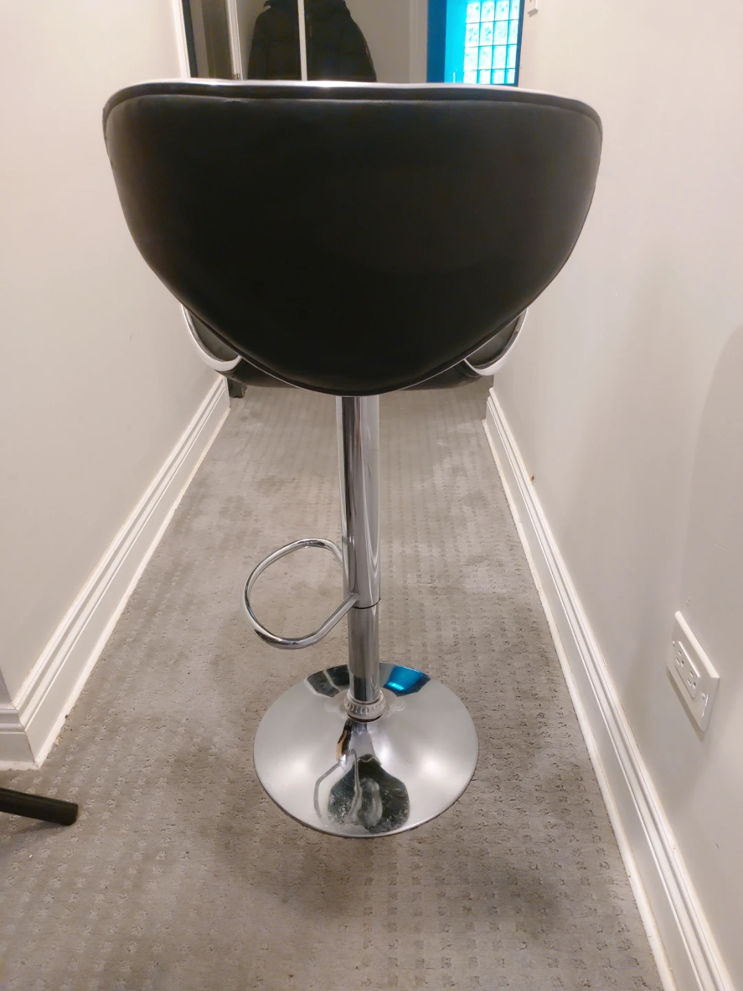 Black Adjustable Swivel Bar Stool with Chrome Base - photo 3
