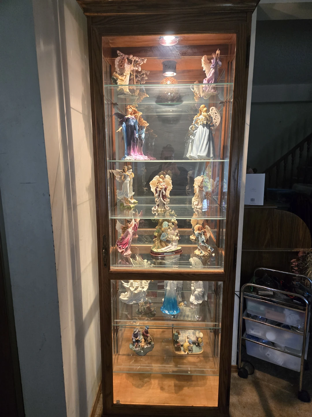 Two Curio Oak Display Cabinets - photo 5