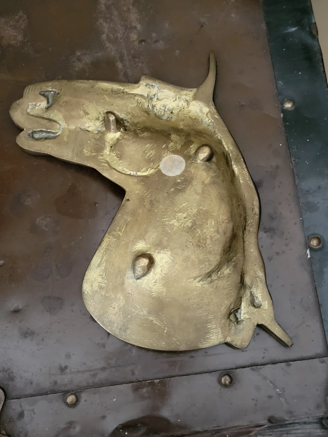 Vintage Brass Horse Head Trinket Dish.Brass vanity tray - photo 4