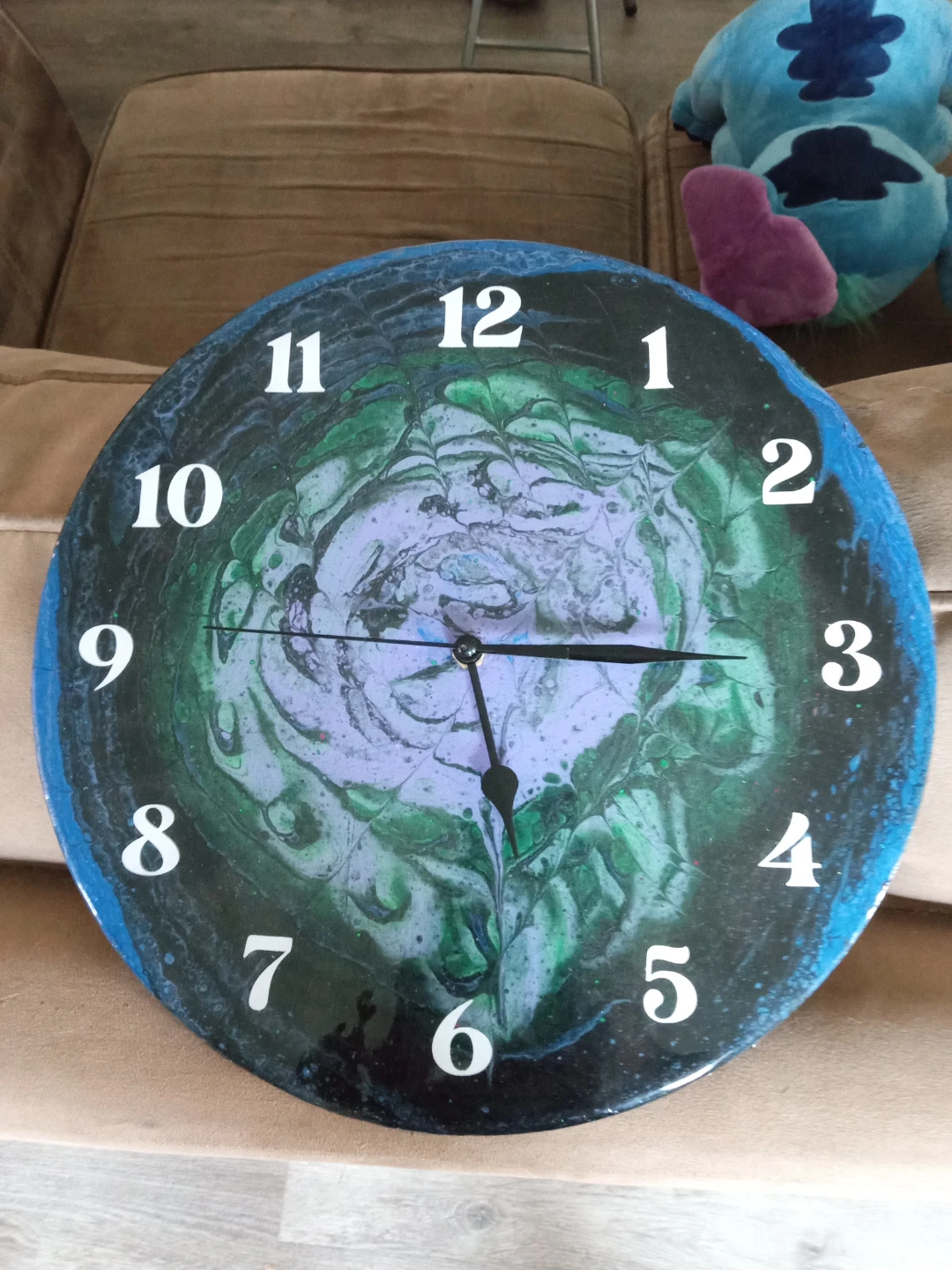 Handmade paint pour wall clocks with a resin Finnish