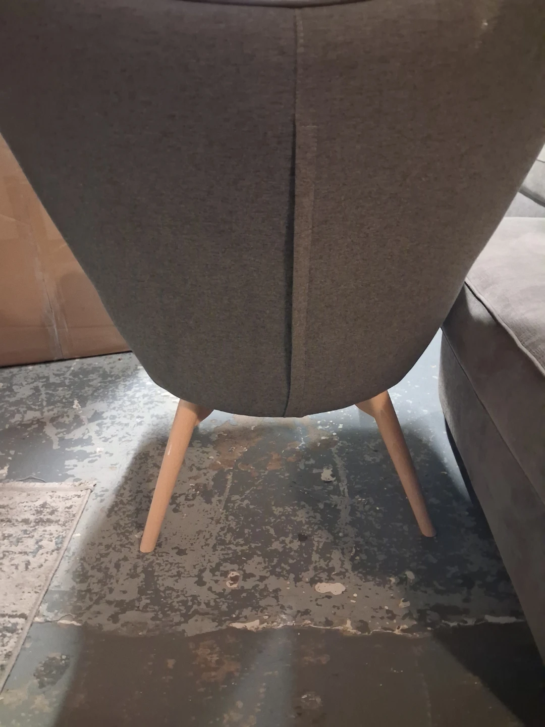 Gray Accent Chair with Wooden Legs