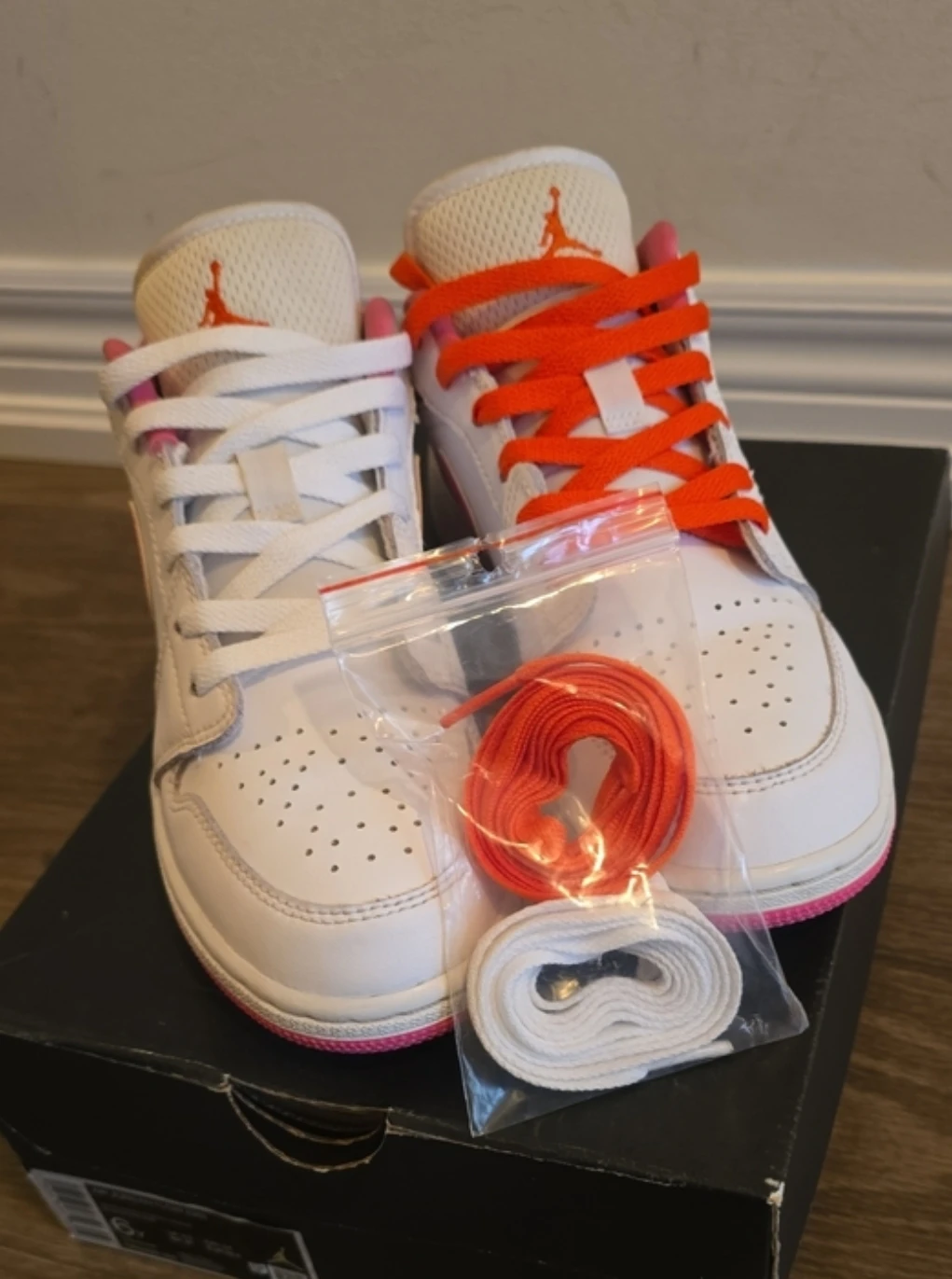 Nike Air Jordan 1 Low White Pink Orange GS