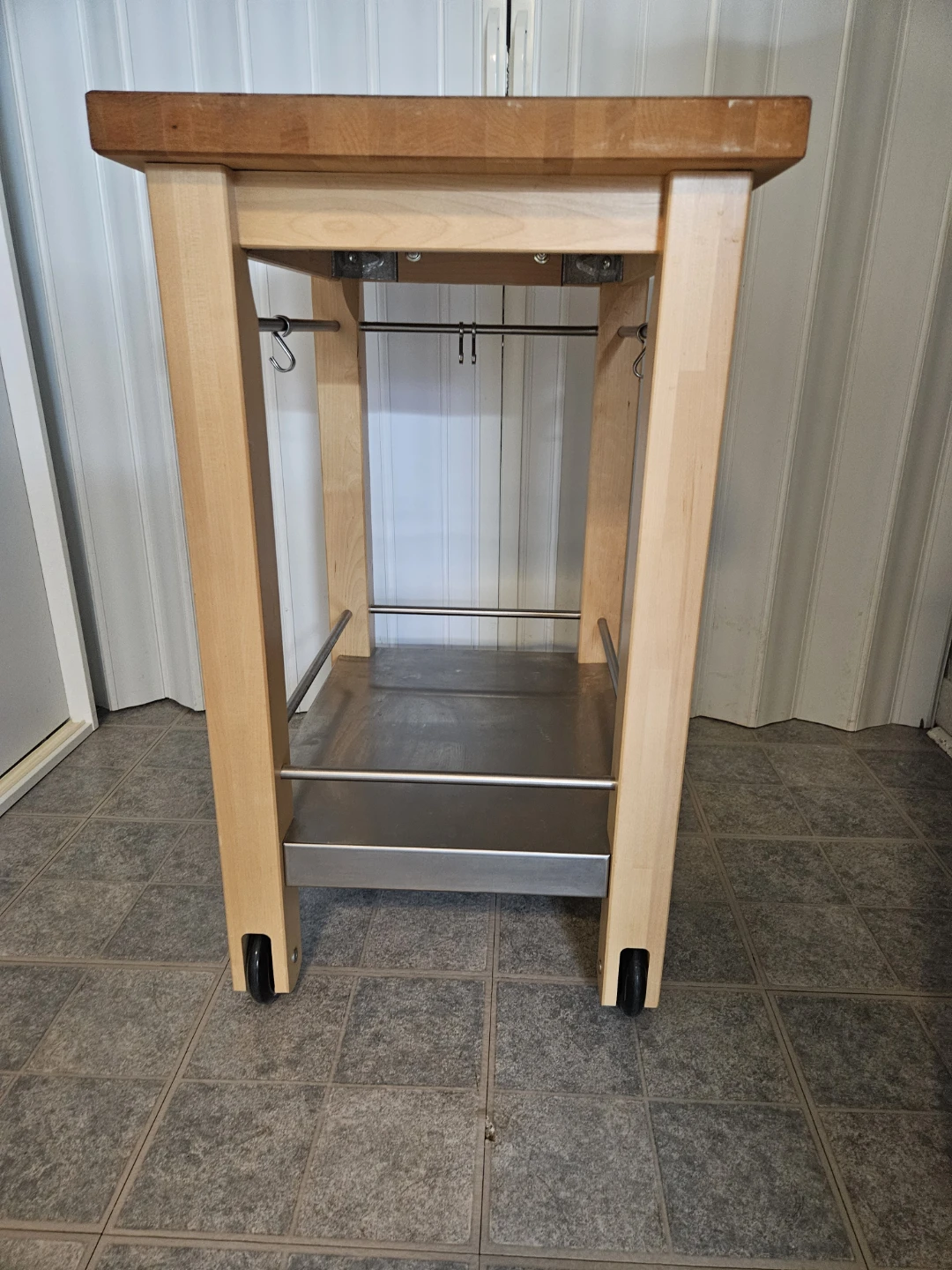 Wooden Kitchen Island Cart with Stainless Steel Shelf - photo 5