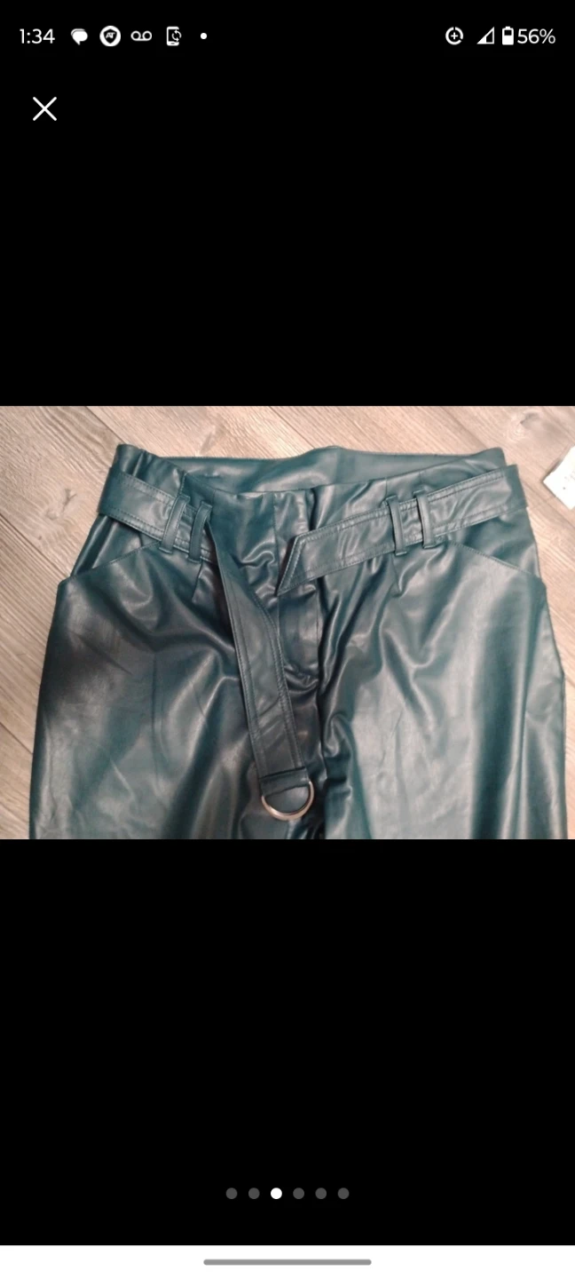 Teal Faux Leather Belted Pants Size 6 - photo 3