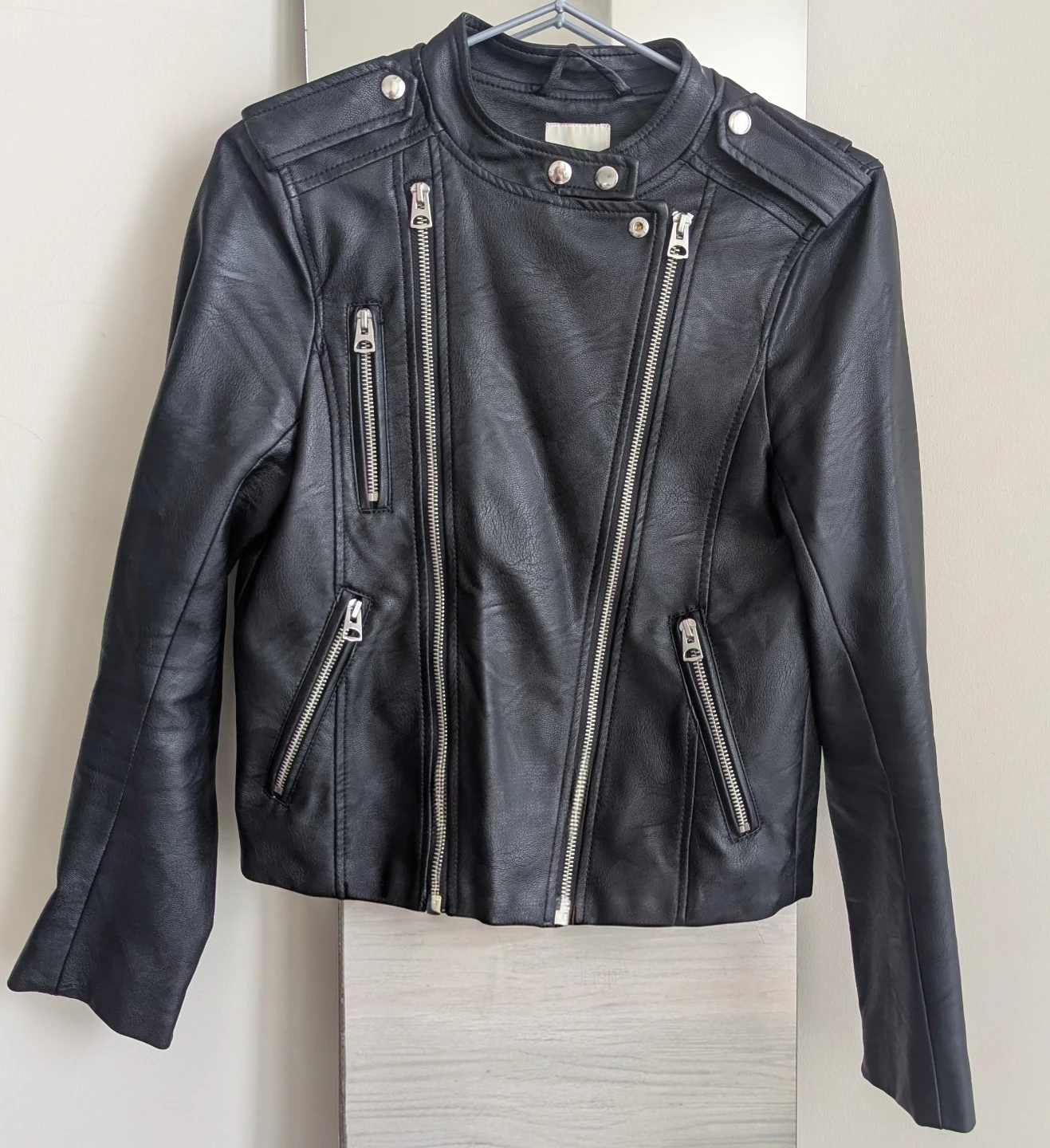 H&M Black Faux Leather Moto Jacket