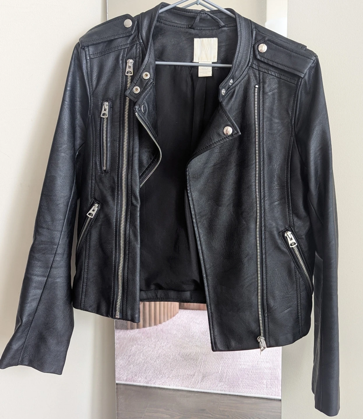 H&M Black Faux Leather Moto Jacket - photo 2