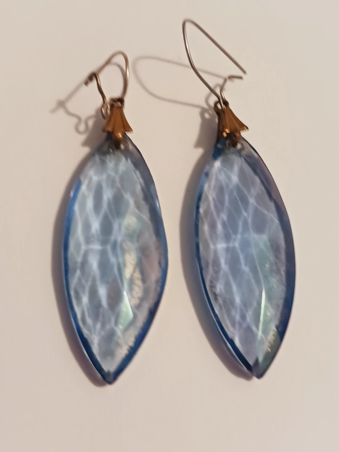 Blue Marquise Cut Gemstone Dangle Earrings