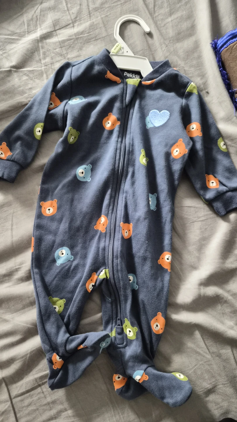 Pekkle Baby Bunting Suit with Bear Print