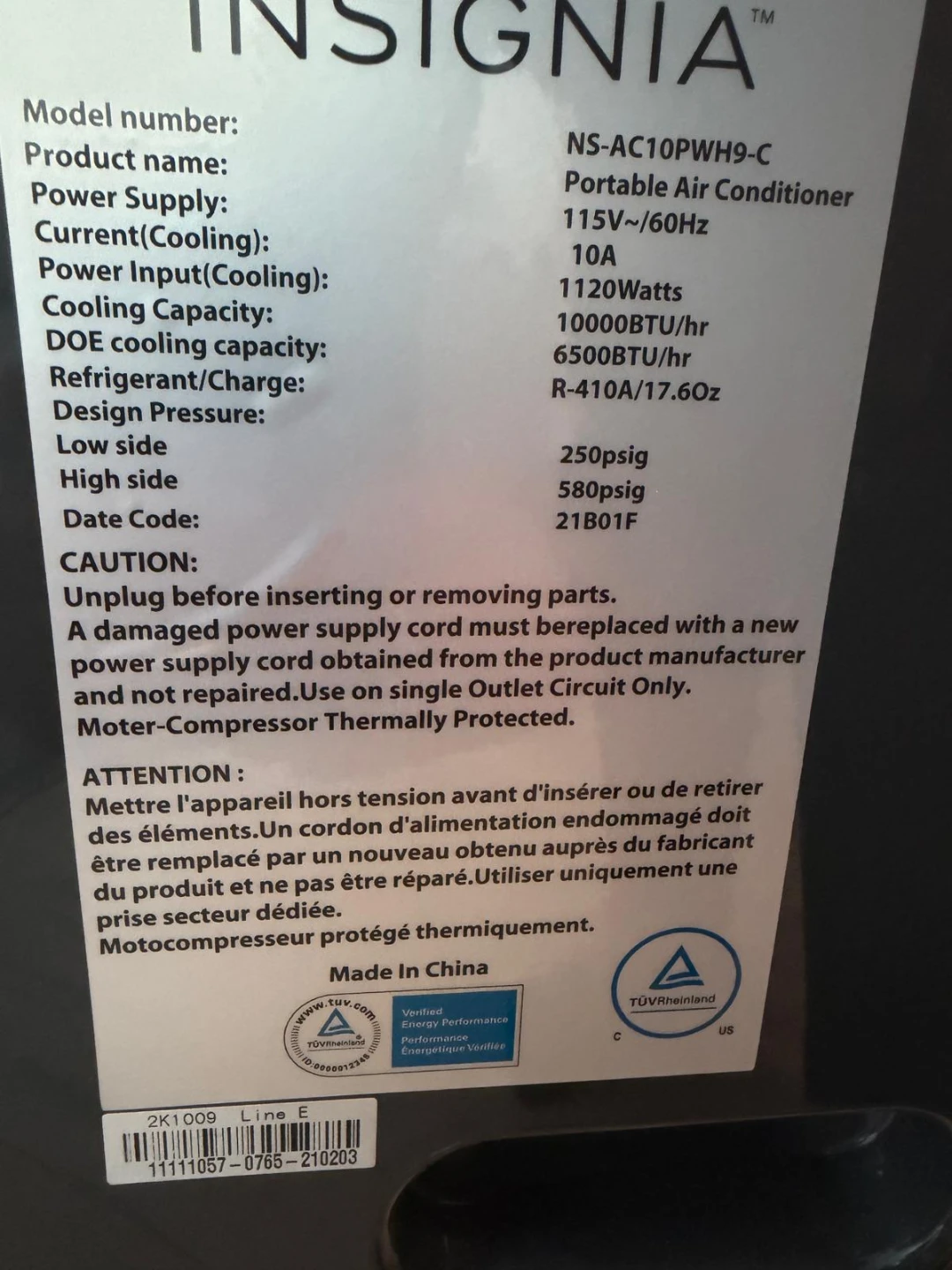 Insignia Portable Air Conditioner - photo 2