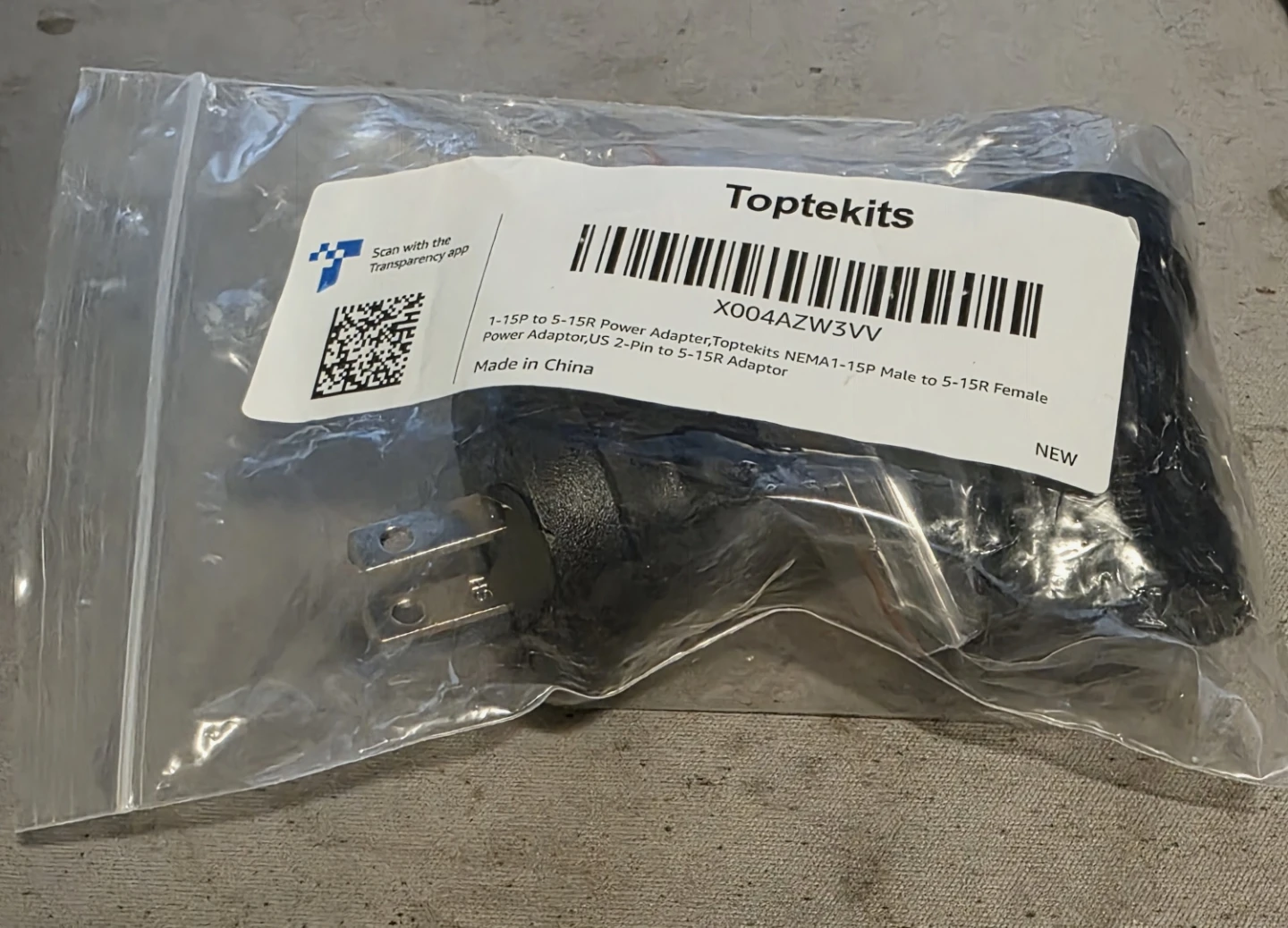Toptekits NEMA 1-15P to 5-15R Power Adapter - photo 2