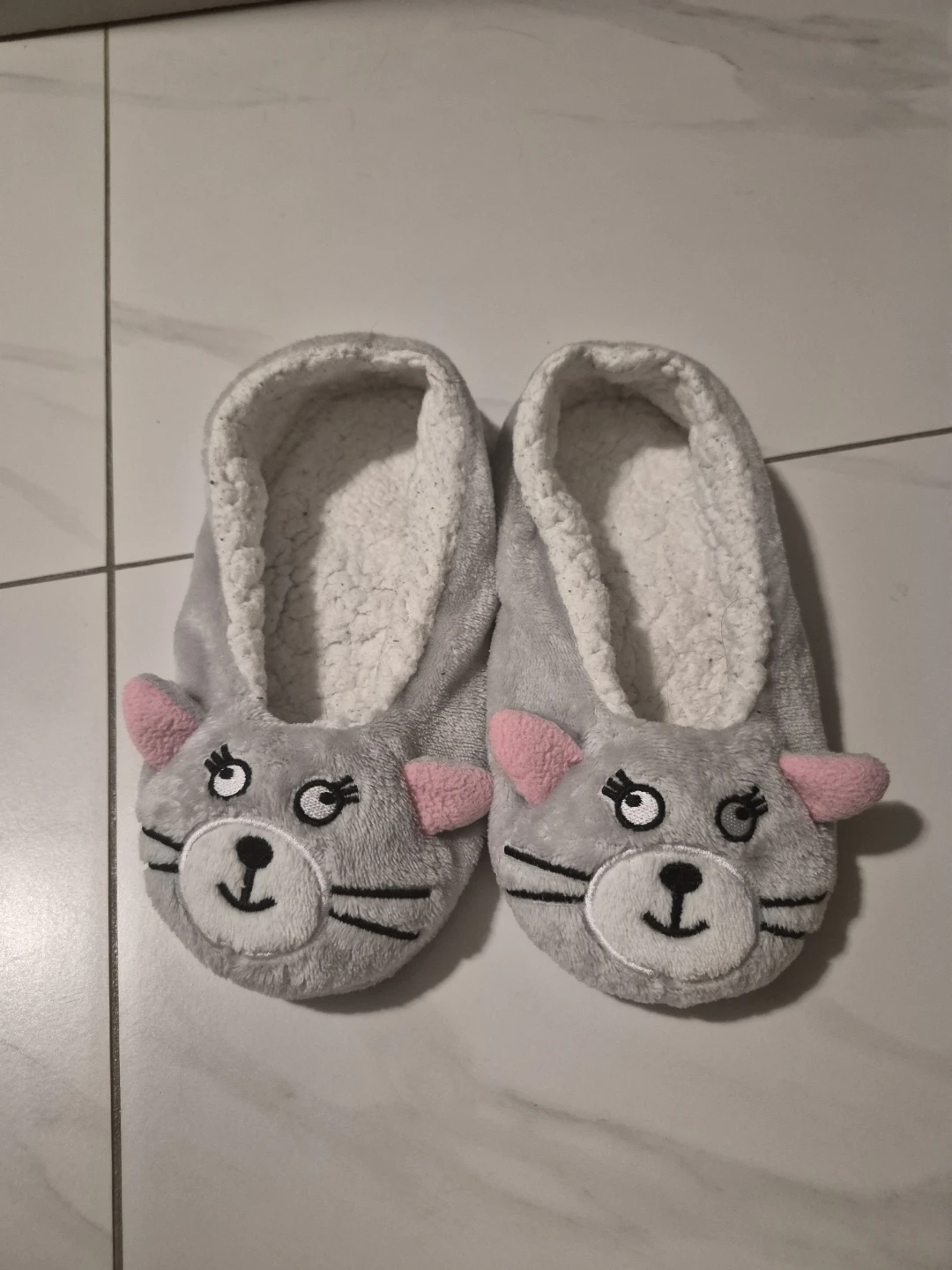 Grey Cat Plush Slippers