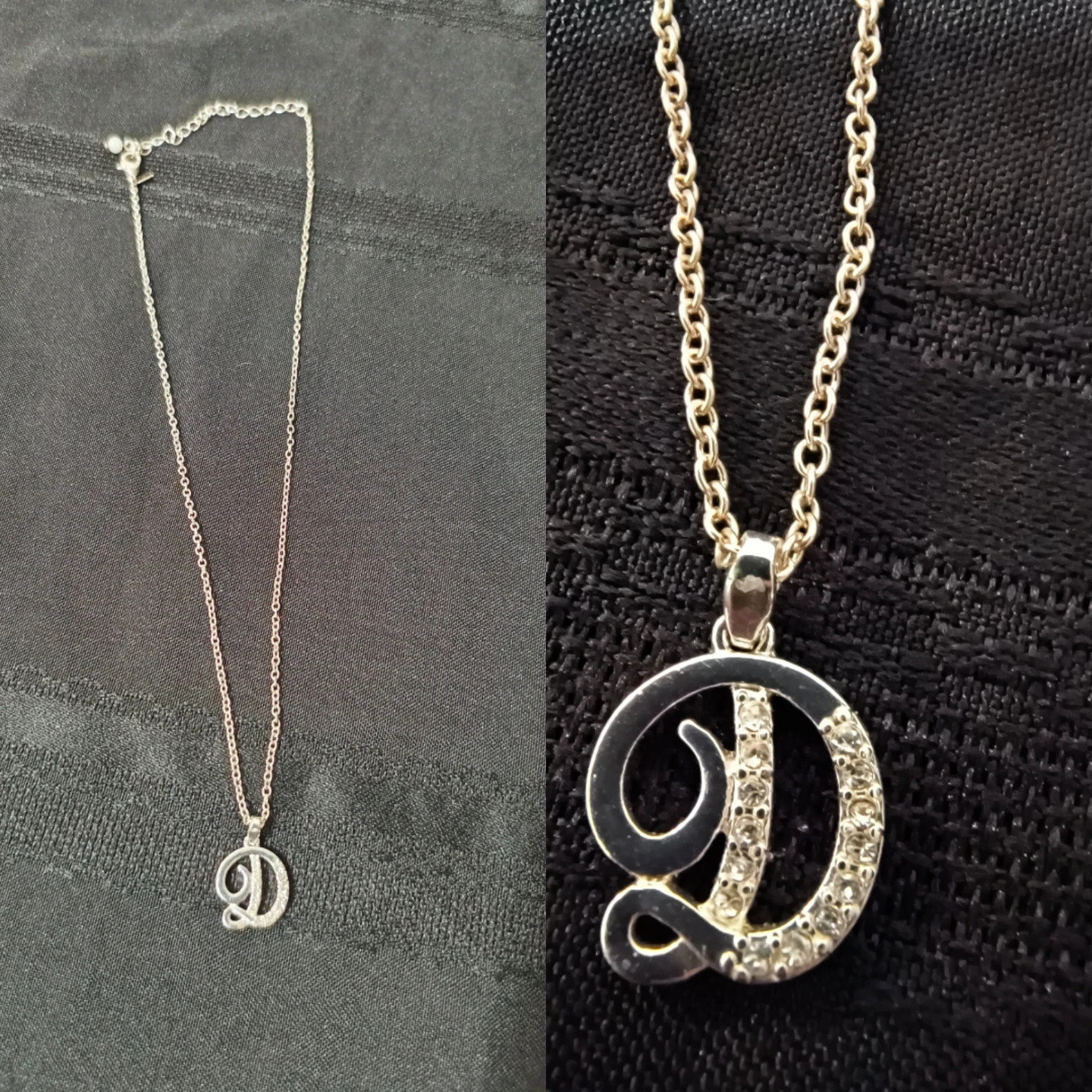 Silver Tone 'D' Initial Pendant Necklace