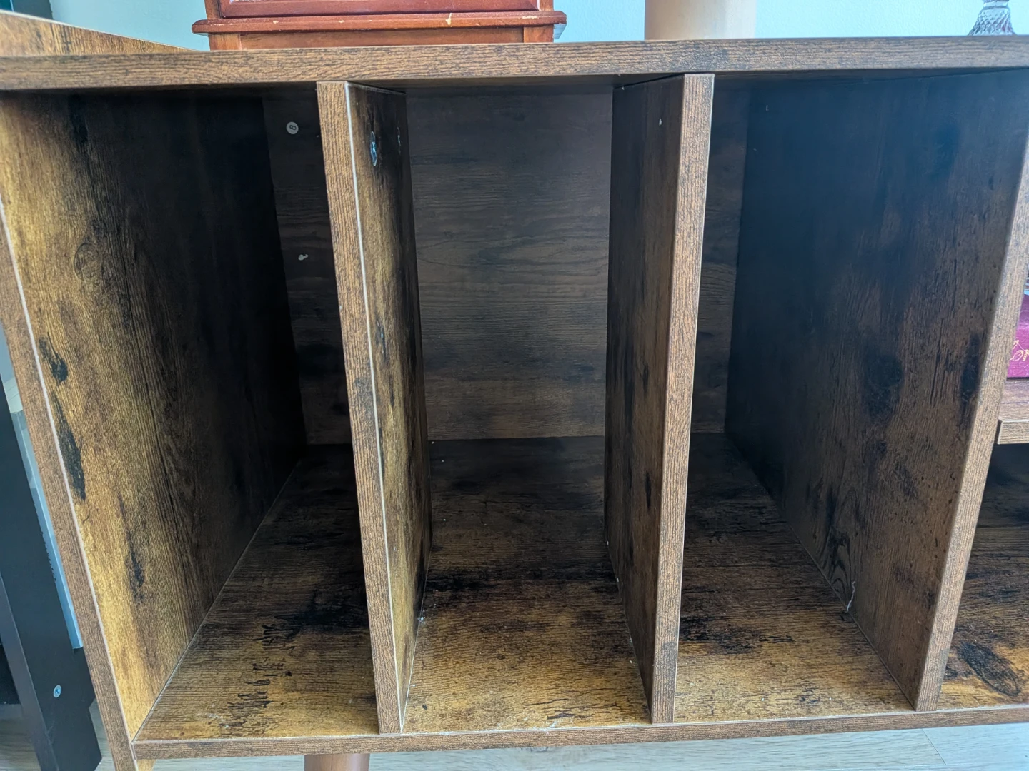 Rustic brown wooden record player stand - photo 2
