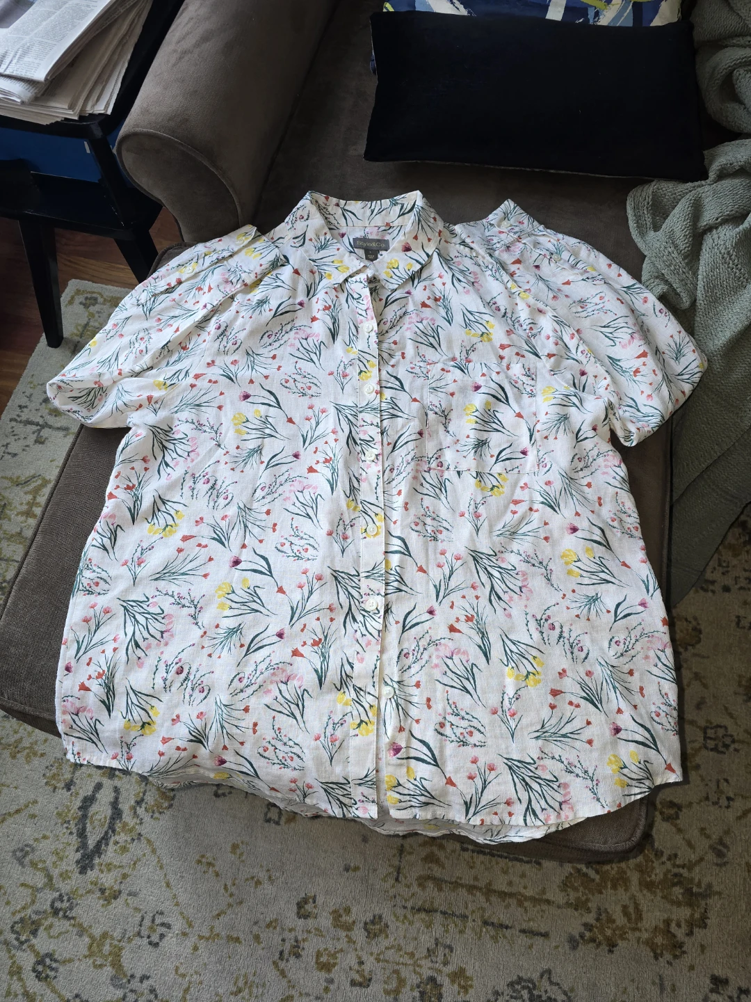 Style & Co Floral Lg Long Sleeve Button-Up Shirt