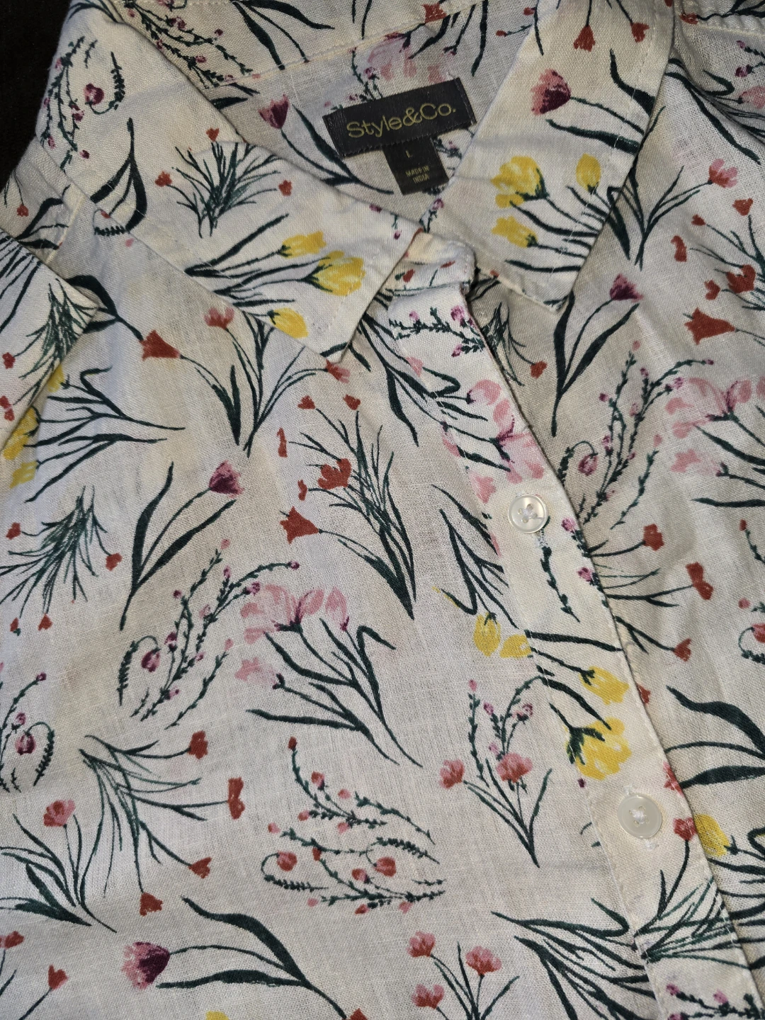 Style & Co Floral Lg Long Sleeve Button-Up Shirt - photo 2