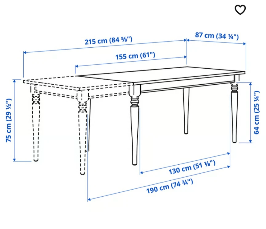 IKEA Extendable Table and 4 chairs 155/215x87 cm