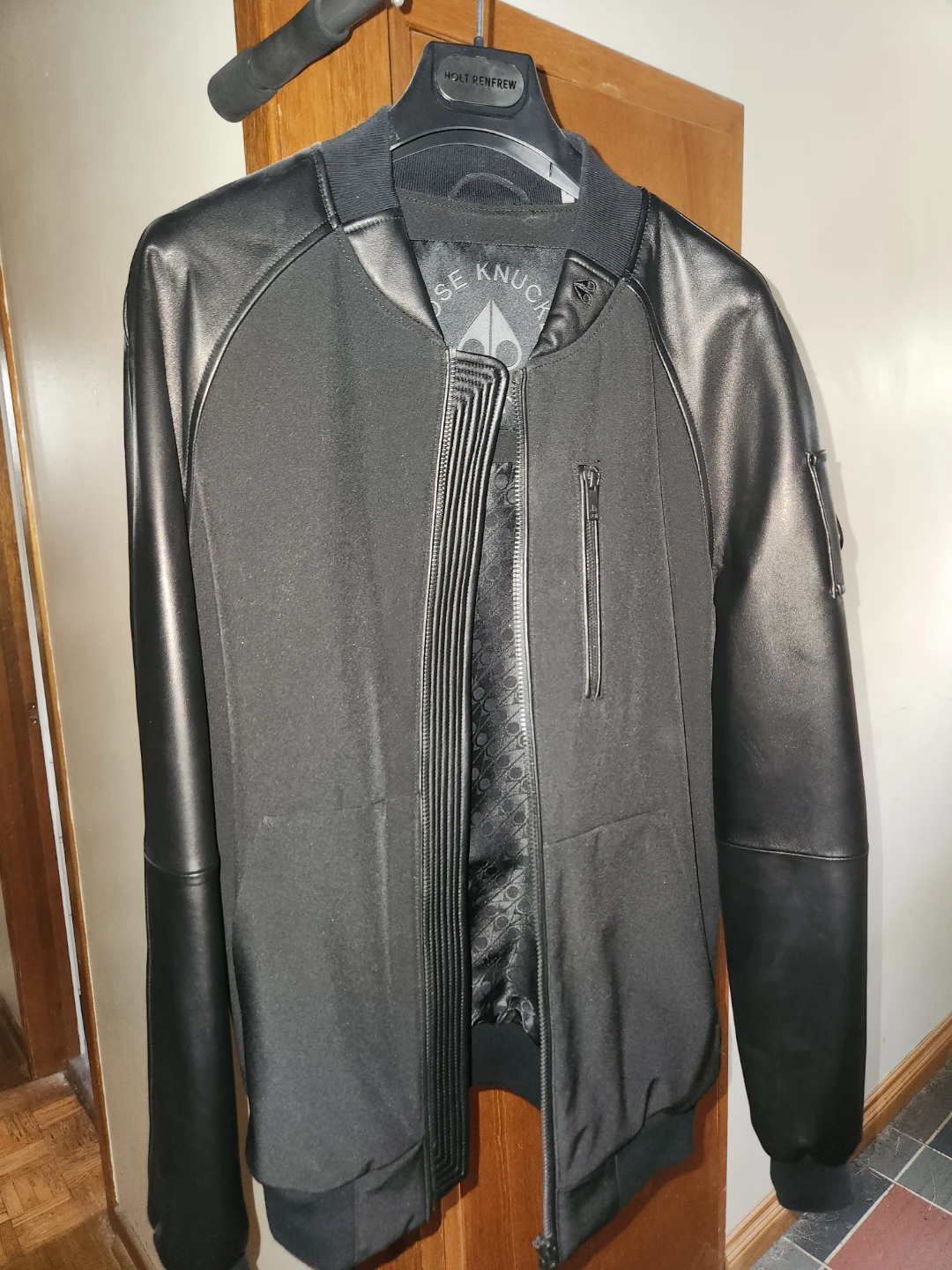 Moose Knuckles Black Leather Jacket Men S/P