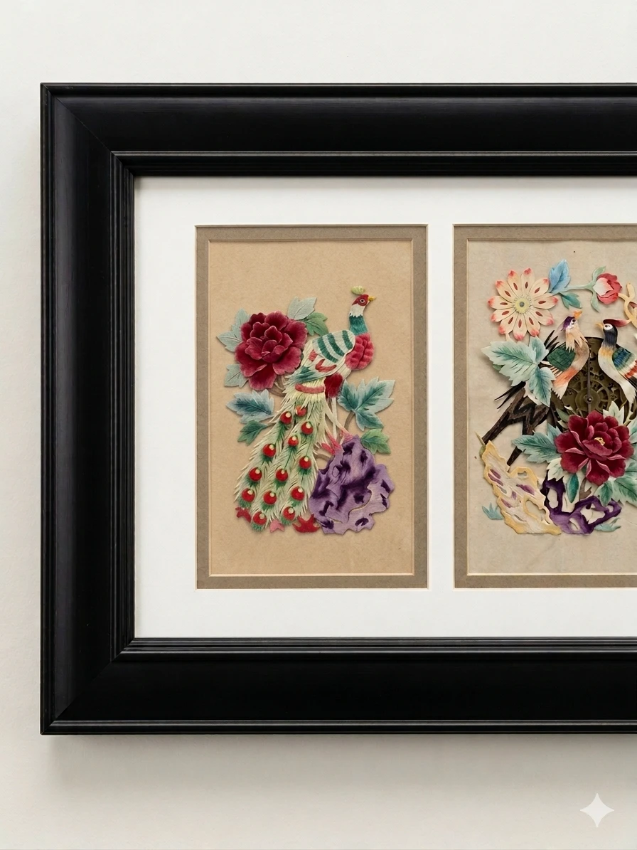 Vintage Chinese Paper-Cut Shadow Box - photo 3