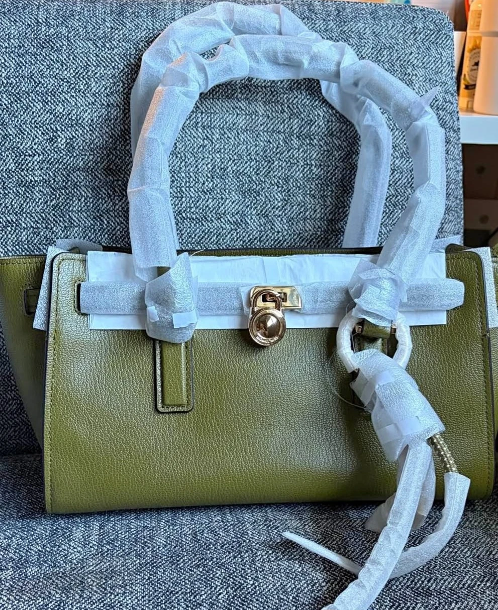 Michael Kors Hamilton Satchel Olive Green Leather Handbag