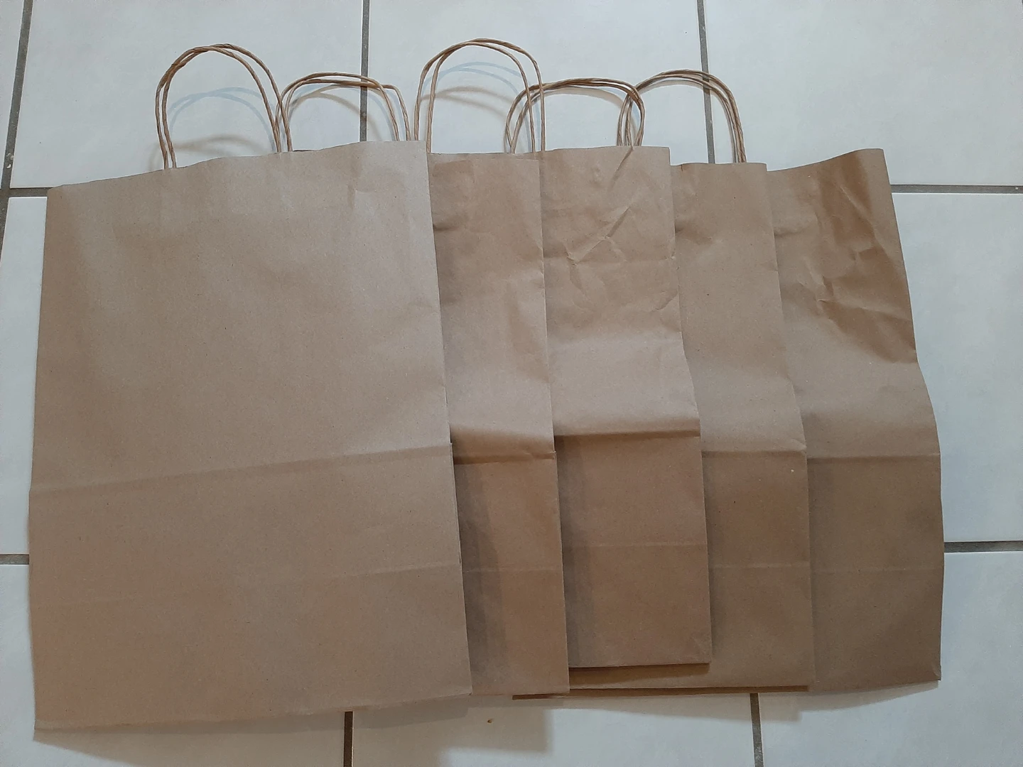 Lot of 5 Paper Grocery Bags with Seal