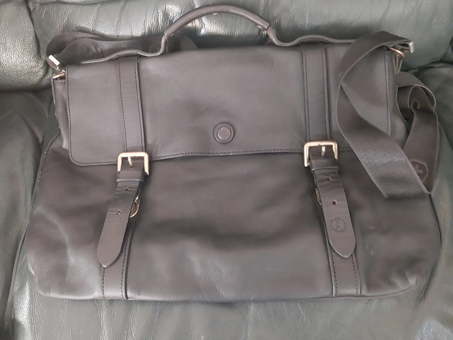 Black Leather Messenger Bag