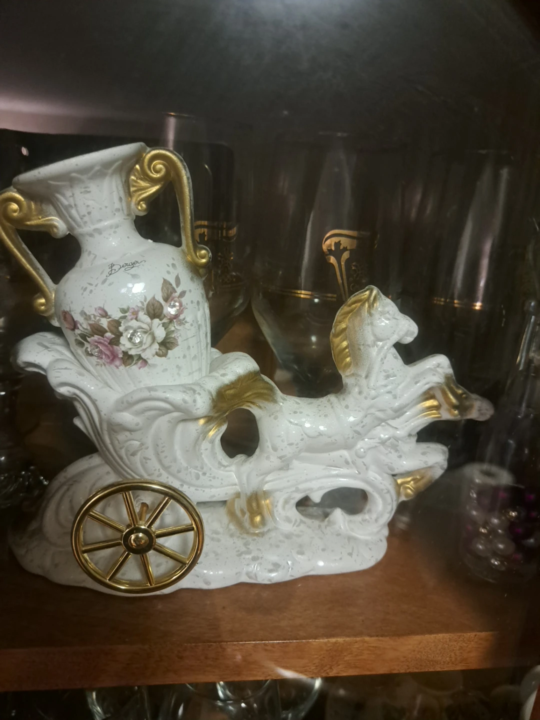 Berger Ceramic Horse Drawn Carriage Vase