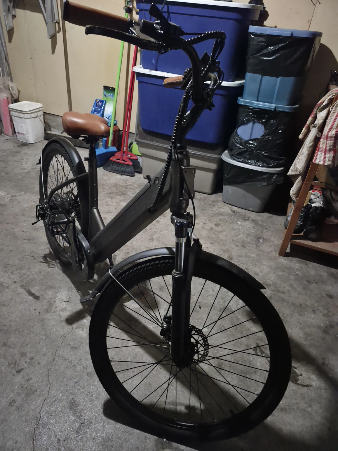 Grey Electric Bicycle with Brown Seat - photo 3
