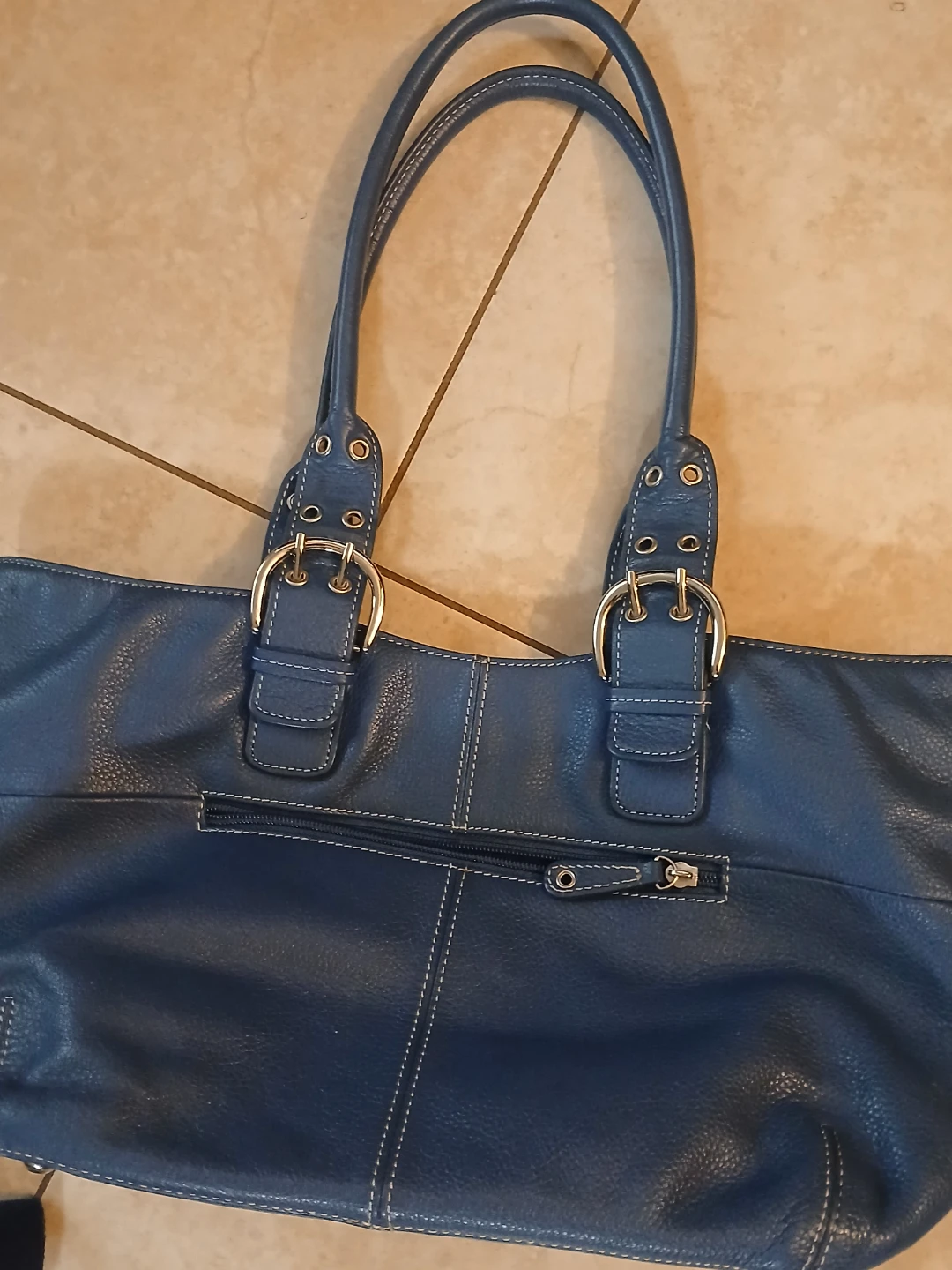 Blue Leather Tote Handbag - photo 2