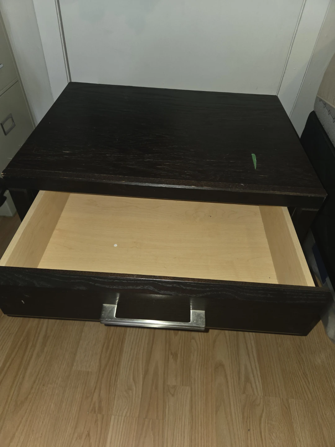 Dark Wood Nightstand with 2 Drawers - photo 3